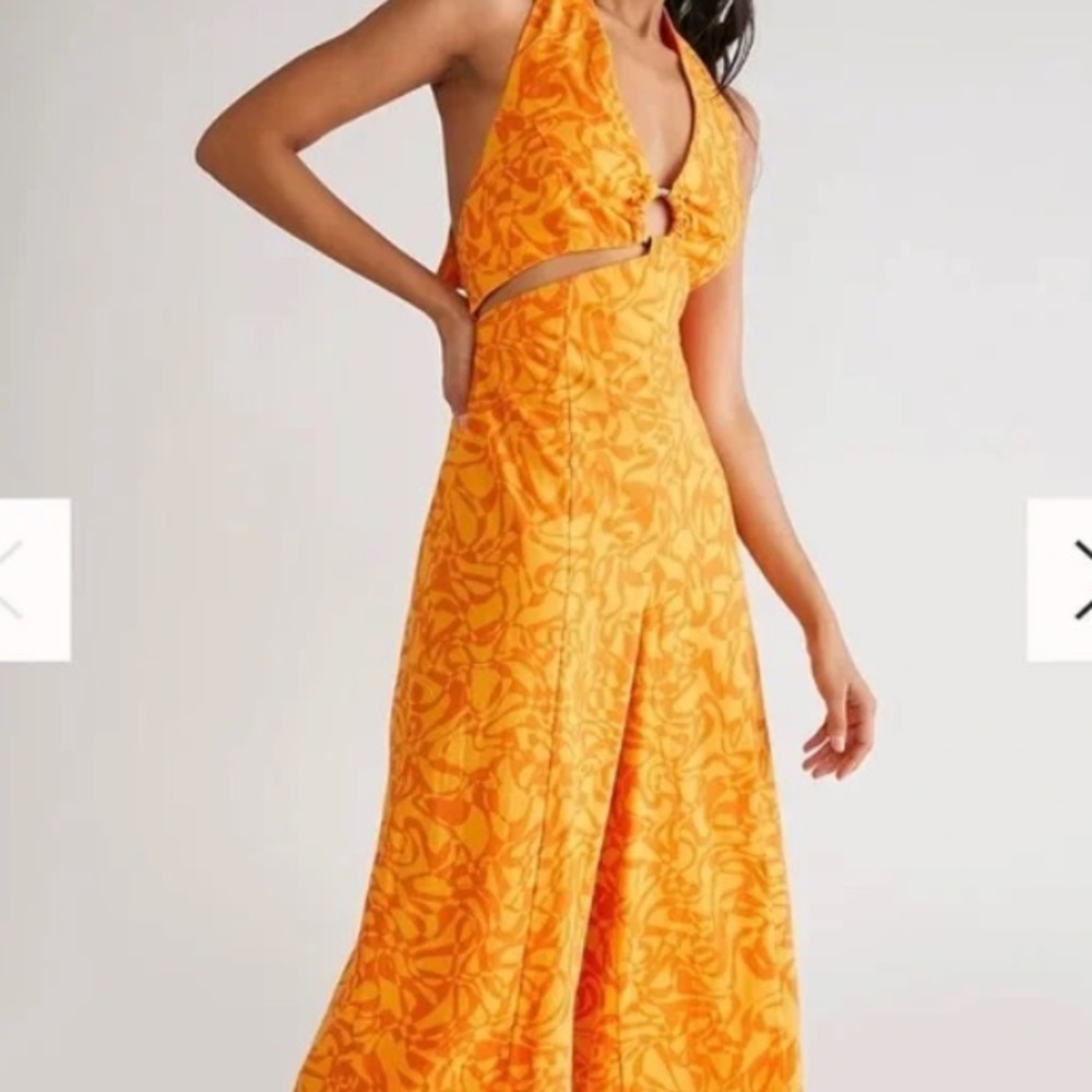 Free People Orange Jumpsuit